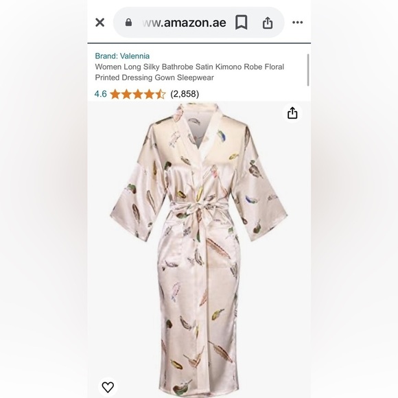 Valennia Kimono Robe,Belted, Excellent Condition, Champagne Feather, Size Med - Picture 5 of 8